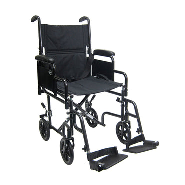 Karman T-2700 17 inch Seat Transport Wheelchair with Removable Armrest and Footrest